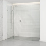 1090-2600mm 3 Panels Wall to Wall Shower Screen Frameless 10mm Glass Variant Colour Fittings