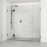 1090-2600mm 3 Panels Wall to Wall Shower Screen Frameless 10mm Glass Variant Colour Fittings