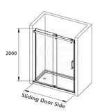 1180-1800x2000mm Grey Glass Wall to Wall Sliding Shower Screen Frameless Black Stainless Steel Square Rail 10mm Safety Glass