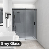 1180-1800x2000mm Grey Glass Wall to Wall Sliding Shower Screen Frameless Black Stainless Steel Square Rail 10mm Safety Glass