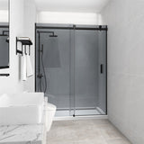 1180-1800x2000mm Grey Glass Wall to Wall Sliding Shower Screen Frameless Black Stainless Steel Square Rail 10mm Safety Glass