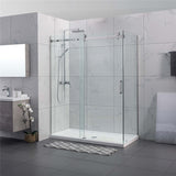 1180-2000x2000mm L Shape Sliding Shower Screen Frameless Chrome Square Rail Handle 10mm Glass