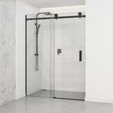 1180-2000x2000mm Wall to Wall Sliding Shower Screen Frameless Variant Colour Stainless Steel Square Handle 10mm Glass