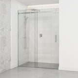 1180-2000x2000mm Wall to Wall Sliding Shower Screen Frameless Variant Colour Stainless Steel Square Handle 10mm Glass