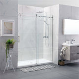 1180-2000x2000mm Wall to Wall Sliding Shower Screen Frameless Variant Colour Stainless Steel Square Handle 10mm Glass