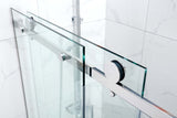 1180-2000x2000mm Wall to Wall Sliding Shower Screen Frameless Variant Colour Stainless Steel Square Handle 10mm Glass