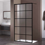 1200x2000mm Black Fully Framed Shower Screen Single Door Fixed Panel Walk-in 6mm Tempered Small Glass