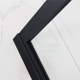 1200x2000mm Black Fully Framed Shower Screen Single Door Fixed Panel Walk-in 6mm Tempered Small Glass