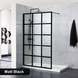 1200x2000mm Black Fully Framed Shower Screen Single Door Fixed Panel Walk-in 6mm Tempered Small Glass