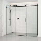1400-2530x2000mm Shower Screen Wall to Wall Sliding Door Variant Colour Stainless Steel Frameless 3 Panels
