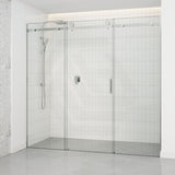 1400-2530x2000mm Shower Screen Wall to Wall Sliding Door Variant Colour Stainless Steel Frameless 3 Panels