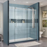 1400-2530x2000mm Shower Screen Wall to Wall Sliding Door Variant Colour Stainless Steel Frameless 3 Panels