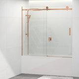 1450-1800x1600mm Bathtub Sliding Shower Screen Wall to Wall Frameless Square Handle Variant Colour