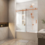 1450-1800x1600mm Bathtub Sliding Shower Screen Wall to Wall Frameless Square Handle Variant Colour