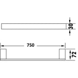 Cubix single towel rail 750mm - Matt Black