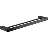 Cubix double towel rail 610mm - Matt Black