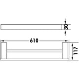 Cubix double towel rail 610mm - Matt Black