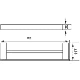 Cubix Double Towel Rail 750mm - Matt Black
