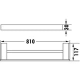 Cubix double towel rail 810mm - Chrome
