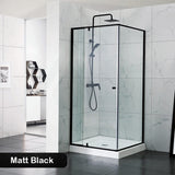 700-1470x2000mm Semi-frameless L Shape Shower Screen Pivot Door with Return Panel Black Fittings
