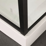 700-1470x2000mm Semi-frameless L Shape Shower Screen Pivot Door with Return Panel Black Fittings