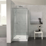 700-1470x2000mm Semi-frameless L Shape Shower Screen Pivot Door with Return Panel Chrome Fittings 6mm Glass