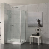 700-1470x2000mm Semi-frameless L Shape Shower Screen Pivot Door with Return Panel Chrome Fittings 6mm Glass