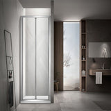 700-820x2000mm Wall to Wall Semi-Frameless Bi-Fold Swing Door Shower Screen Variant Colour Rail 6mm Glass