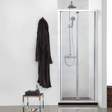 700-820x2000mm Wall to Wall Semi-Frameless Bi-Fold Swing Door Shower Screen Variant Colour Rail 6mm Glass