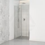 700-820x2000mm Wall to Wall Semi-Frameless Bi-Fold Swing Door Shower Screen Variant Colour Rail 6mm Glass