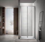 700-820x2000mm Wall to Wall Semi-Frameless Bi-Fold Swing Door Shower Screen Variant Colour Rail 6mm Glass