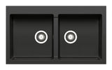 Pyragranite Kitchen Sink Double Bowl No Drainer - Matt Black