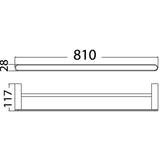 Rondo Double Towel Rail 810mm - Chrome