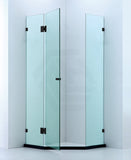800~1150mm Diamond Shape Shower Screen Pivot Door Matt Black Frameless 10mm Glass 2000mm Height