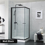 800-1200mm Square / Rectangle Shower Screen Black Semi-frameless Double Sliding 6mm Glass 2000mm Height