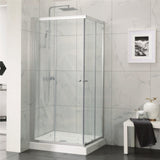 800-1200mm Square / Rectangle Shower Screen Chrome Semi-frameless Double Sliding 6mm Glass 2000mm Height