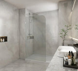 800/900/1000/1100/1200x2100mm Frameless CURVED Corner Shower Screen Single Door Fixed Panel 10mm Glass with Variant Colour L Brackets