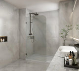 800/900/1000/1100/1200x2100mm Frameless CURVED Corner Shower Screen Single Door Fixed Panel 10mm Glass with Variant Colour L Brackets