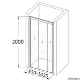 830-1030mm Wall to Wall Sliding Shower Screen Variant Colour Framed 3 Panels Doors 6mm Glass