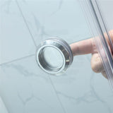 870-1180x2000mm Sliding Shower Screen L Shape Frameless Chrome SS304 Square Rail 10mm Glass Embedded Circle Handle