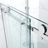 870-1180x2000mm Sliding Shower Screen L Shape Frameless Chrome SS304 Square Rail 10mm Glass Embedded Circle Handle