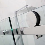 870-1180x2000mm Wall to Wall Sliding Shower Screen Frameless Variant Colour Stainless Steel Square Rail 10mm Glass Round Handle