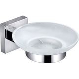 Square Glass Soap Dish - Chrome