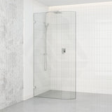 900/1000/1100x2100mm Frameless EDGE CURVED Shower Screen Single Door Fixed Panel 10mm Glass Variant Colour Brackets