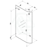 900/1000/1100x2100mm Frameless EDGE CURVED Shower Screen Single Door Fixed Panel 10mm Glass Variant Colour Brackets