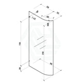 900/1000/1100x2100mm Frameless EDGE CURVED Shower Screen Single Door Fixed Panel 10mm Glass Variant Colour Brackets
