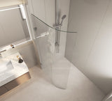 900/1000/1100x2100mm Frameless EDGE CURVED Shower Screen Single Door Fixed Panel 10mm Glass Variant Colour Brackets