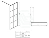 900-1000x2000mm Black Fully Framed Shower Screen Grid Lattice Single Door Fixed Panel Walk-in 6mm Tempered Small Glass