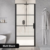 900/1000x2000mm Wall to Wall Black Framed Shower Screen Pivot Grid Door 6mm Glass