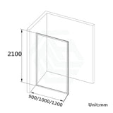 900-1200x2100mm Black Fully Framed Shower Screen Single Door Fixed Panel Walk-in 10mm Tempered Glass